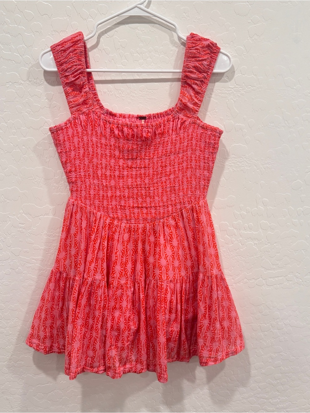 Free People Sweet Annie Pink Smocked Mini Dress Womens XS Cottagecore Bohemian
